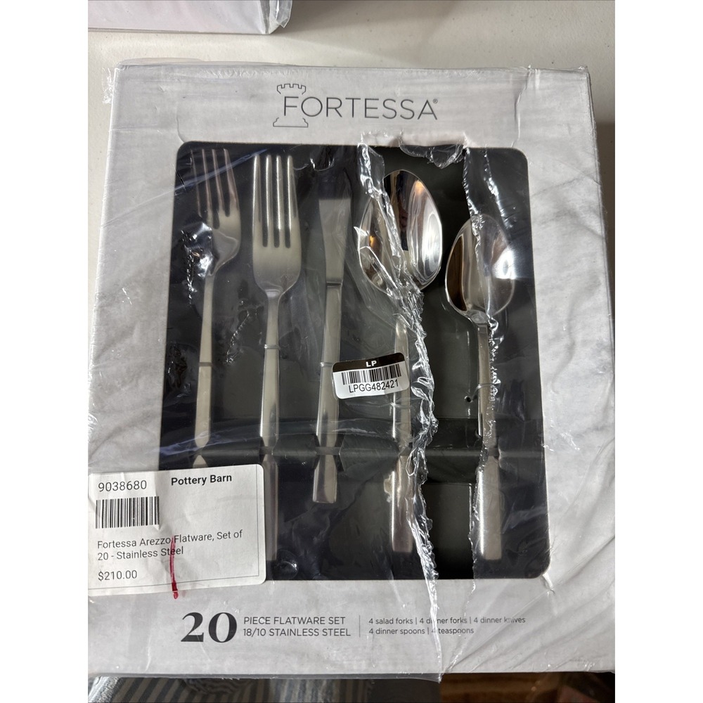 Fortessa Arezzo 20-Piece Flatware Set 18/10 Stainless Steel Pottery Barn 9038680